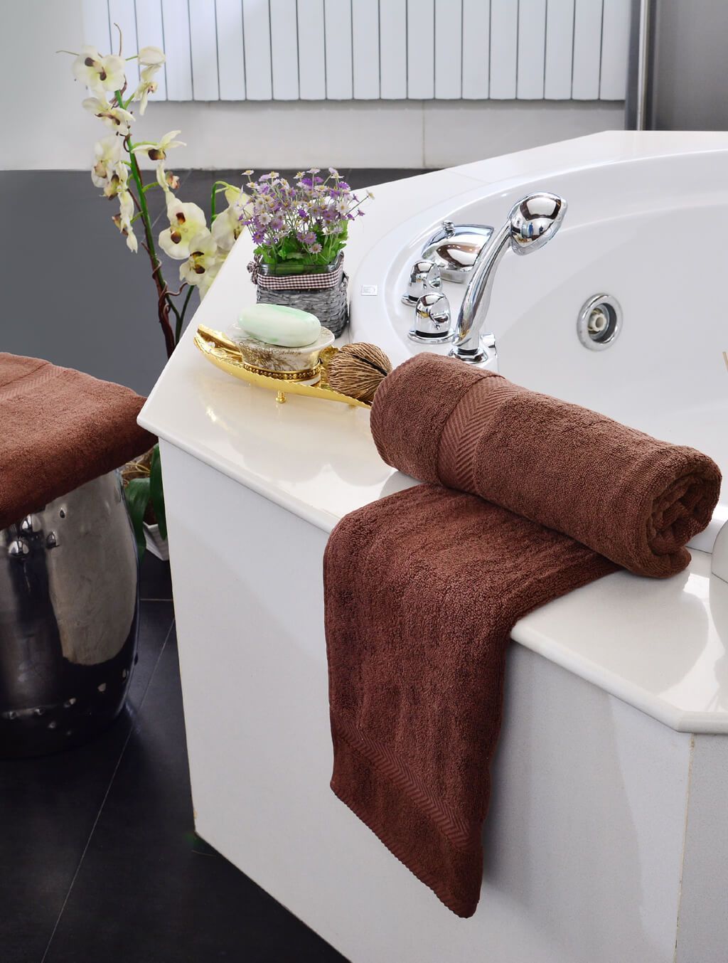 Towels Plain Brown Dyed